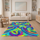 Vibrant Neon Swirl Abstract Area Rug
