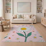 Pink Whimsical Pink Daisy Floral Area Rug