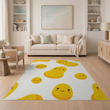 Cheerful Yellow Cartoon Peanut Pattern Rug