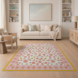Vintage Pink Daisy Floral Area Rug