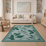 Vintage Green Leaf Vine Area Rug