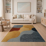 Multi-color and Patterns Abstract Wavy Multi-Color Area Rug