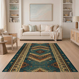 Teal Southwestern Geometric Runner Rug