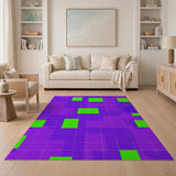 Vibrant Purple Lime Green Geometric Area Rug