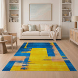 Multi-color and Patterns Vibrant Geometric Blue Yellow Abstract Area Rug