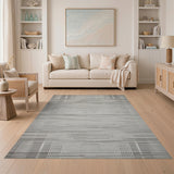 Grey Modern Grey Plaid Woven Area Rug