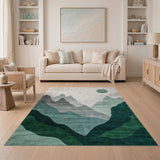 Serene Green Gradient Mountains Area Rug