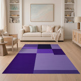 Purple Geometric Block Area Rug