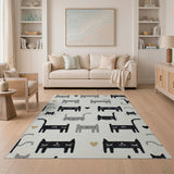 Cute Cartoon Cats Hearts Area Rug