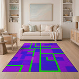 Vibrant Purple Blue Green Geometric Area Rug