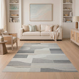 Geometric Modern Abstract Grey Geometric Area Rug