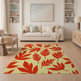 Bold Red Leaf Silhouette Area Rug