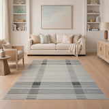 Black White Geometric Grid Woven Rug