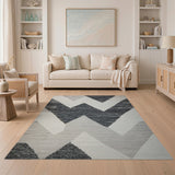 Geometric Modern Black and White Black White Zigzag Geometric Area Rug