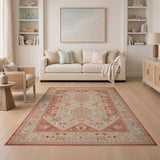 Red Terracotta Geometric Southwestern Area Rug