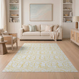 Gold and Silver Golden Swirl Abstract Area Rug