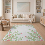 Pink Blossom Branch Floral Area Rug