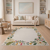 Vintage Magnolia Floral Border Area Rug