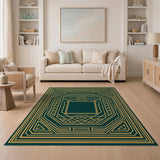 Emerald Green Art Deco Geometric Area Rug