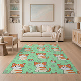 Cute Orange Tabby Cats Donuts Pattern Rug
