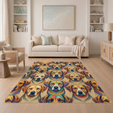 Vibrant Rainbow Dog Portrait Area Rug