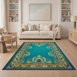 Teal Peacock Feather Heritage Rug