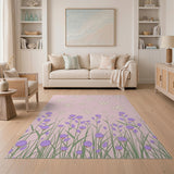 Blush Pink Daisy Iris Floral Area Rug