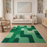 Bold Green Geometric Abstract Area Rug