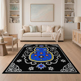 Starry Blue Cat Folk Art Area Rug