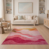 Abstract Pink Sunset Mountain Area Rug