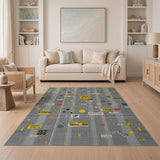 Yellow Vibrant Yellow Geometric Grid Area Rug