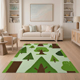 Whimsical Cartoon Forest Trees Rug
