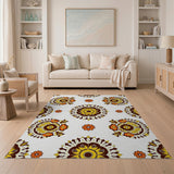 Vintage Orange Sunflower Mandala Area Rug