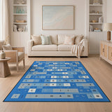 Blue Typographic Grid Abstract Rug