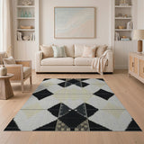 Bold Black White Diamond Geometric Rug