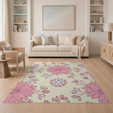 Blush Pink Daisy Floral Pink Area Rug