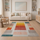 Vibrant Multi-Color Block Stripe Area Rug