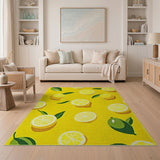 Yellow Vibrant Lemon Slice Yellow Area Rug