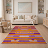 Vibrant Orange Purple Zigzag Stripe Rug