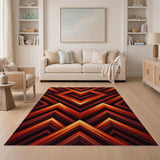 Geometric Modern Fiery Red Geometric Modern Area Rug