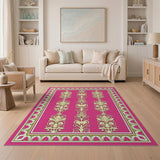 Vibrant Pink Traditional Persian Floral Area Rug