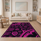 Vibrant Pink Floral Swirl Floral Vintage Area Rug