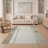 Beige Vertical Stripe Geometric Beige and Neutral Area Rug