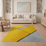 Vibrant Yellow Geometric Block Area Rug