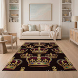 Royal Gold Crowns Pattern Area Rug