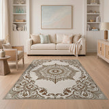 Brown and Tan Ornate Persian Mandala Area Rug