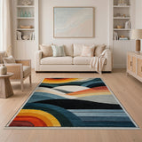 Sunset Wave Layers Geometric Area Rug