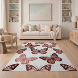Charming Pink Heart Butterflies Area Rug