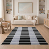 Modern Black White Plaid Black and White Area Rug