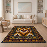 Desert Nomad Ikat Tribal Rug with Camels Tents